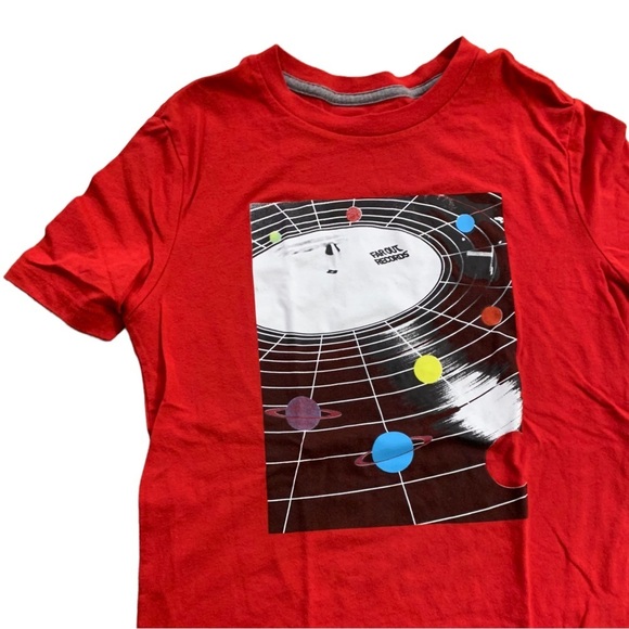 Old Navy | Red Ter Shirt Record Music Solar System Space Album Size Large 10/12 - Picture 4 of 7